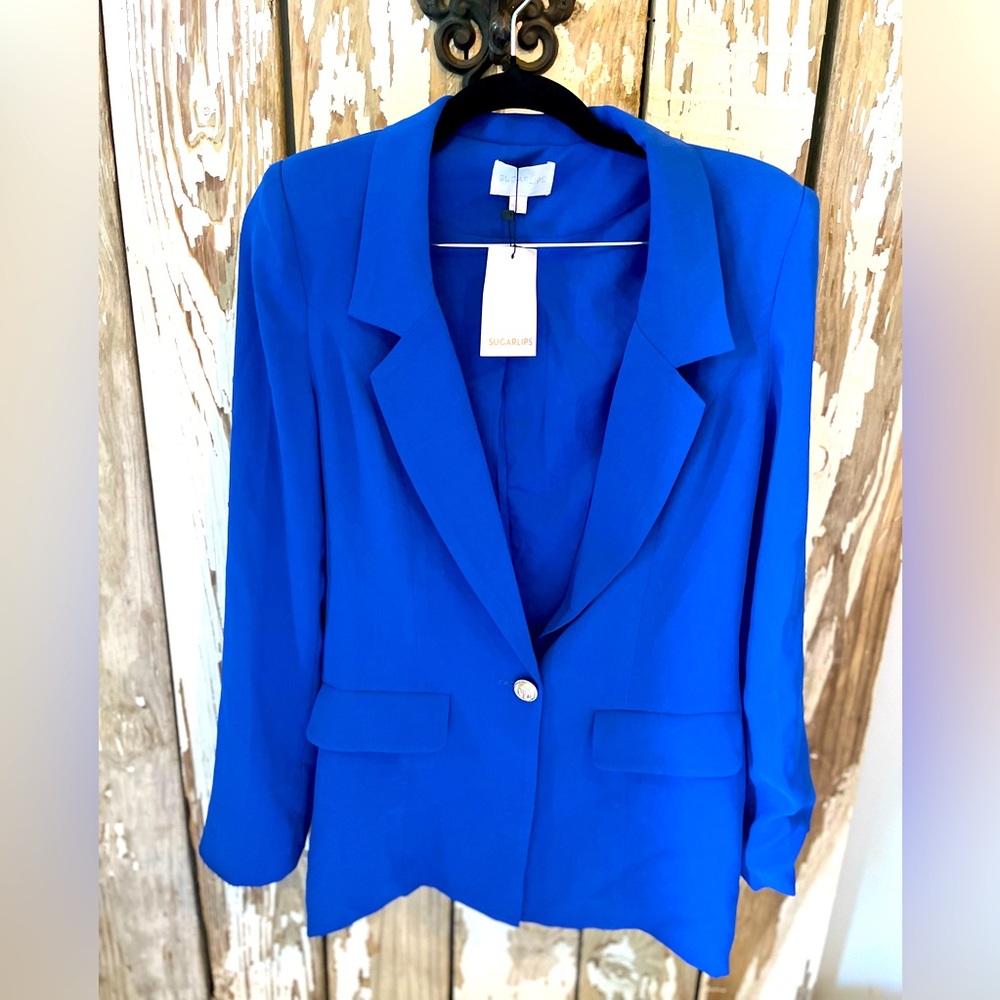 Sugarlips Royal Blue Blazer size XS NWT Anchor Buttons